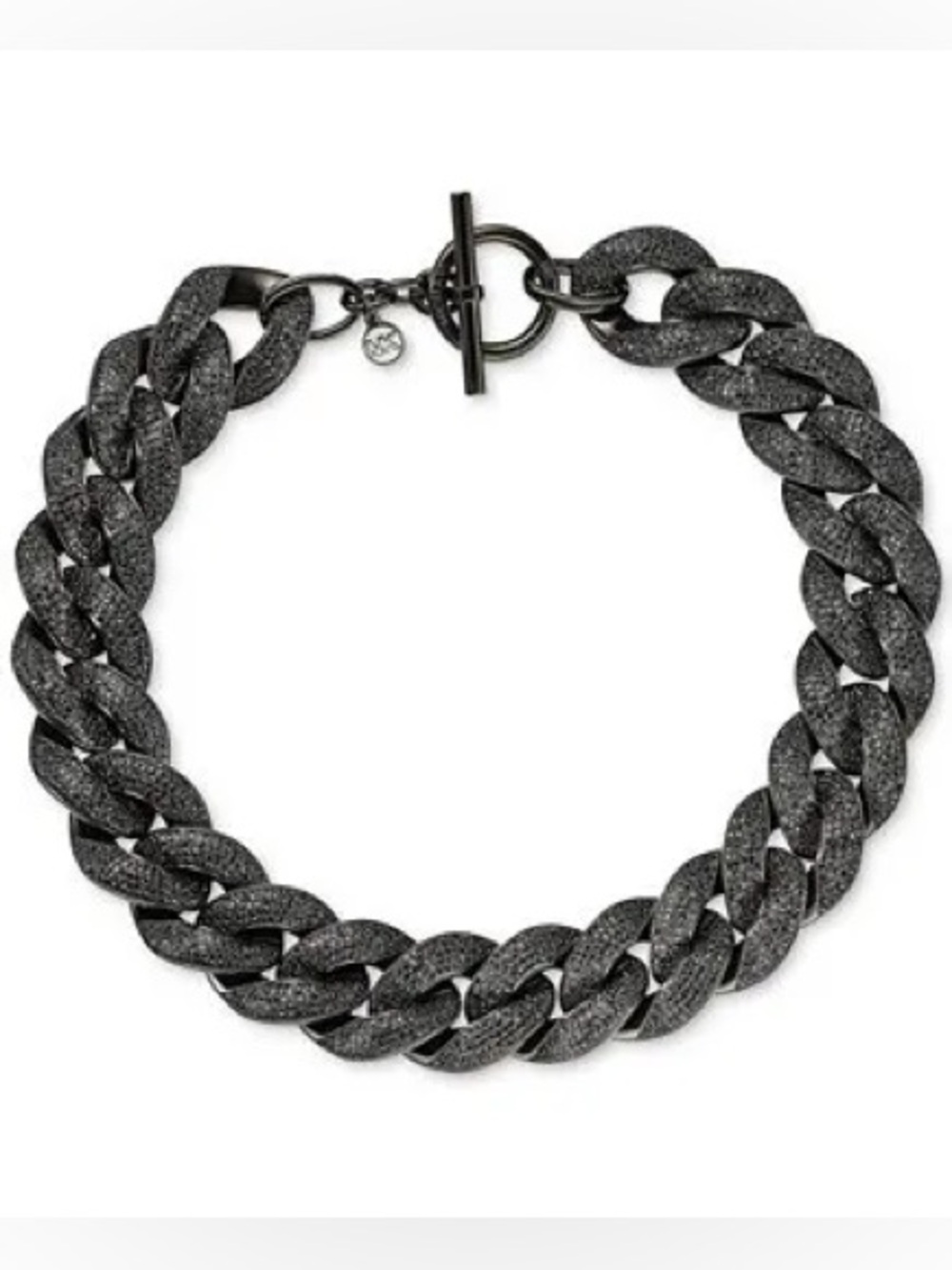Michael Kors Black Pavé Crystal Chain Link Necklace